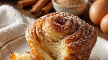 Leckere Zimtzucker-Cruffins mit Zimt und Zucker, frisch gebacken und aromatisch.