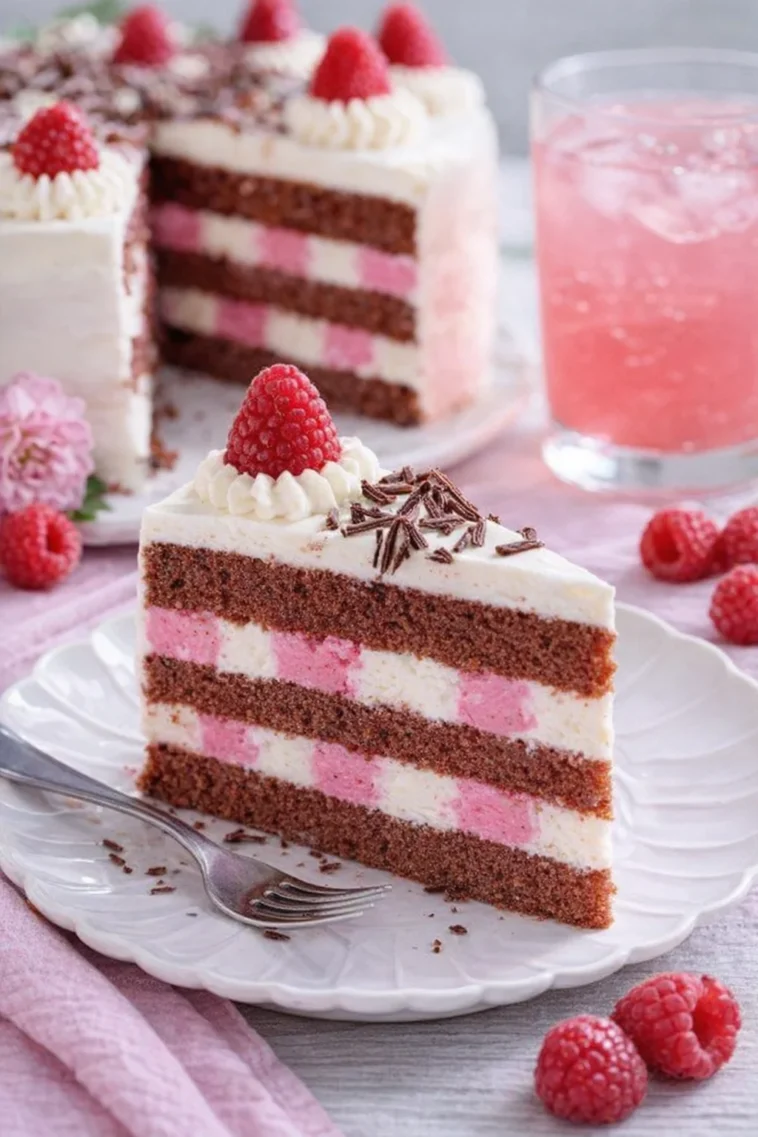 Zitronen-Himbeer-Torte mit frischen Himbeeren und Zitronenflavor