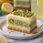 Zitronen-Pistazien-Milchkuchen: saftiger Kuchen mit Zitronengeschmack und Pistazien