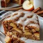 Apfel-Zimtschnecken-Kuchen mit Zimt und Äpfeln auf einem Teller serviert