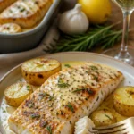 Gebackener Kabeljau mit Yukon-Kartoffeln und Rosmarin-Zitronen-Sauce