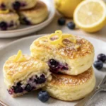 Leckere Blaubeer-Pfannkuchenbisse auf einem Teller