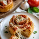 Blitz Pizzaschnecken auf einem Teller serviert, ideal für Partys