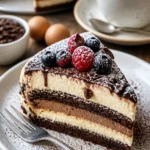 Leckerer Cappuccino Torte mit Schokoladenglasur und Kaffeearoma