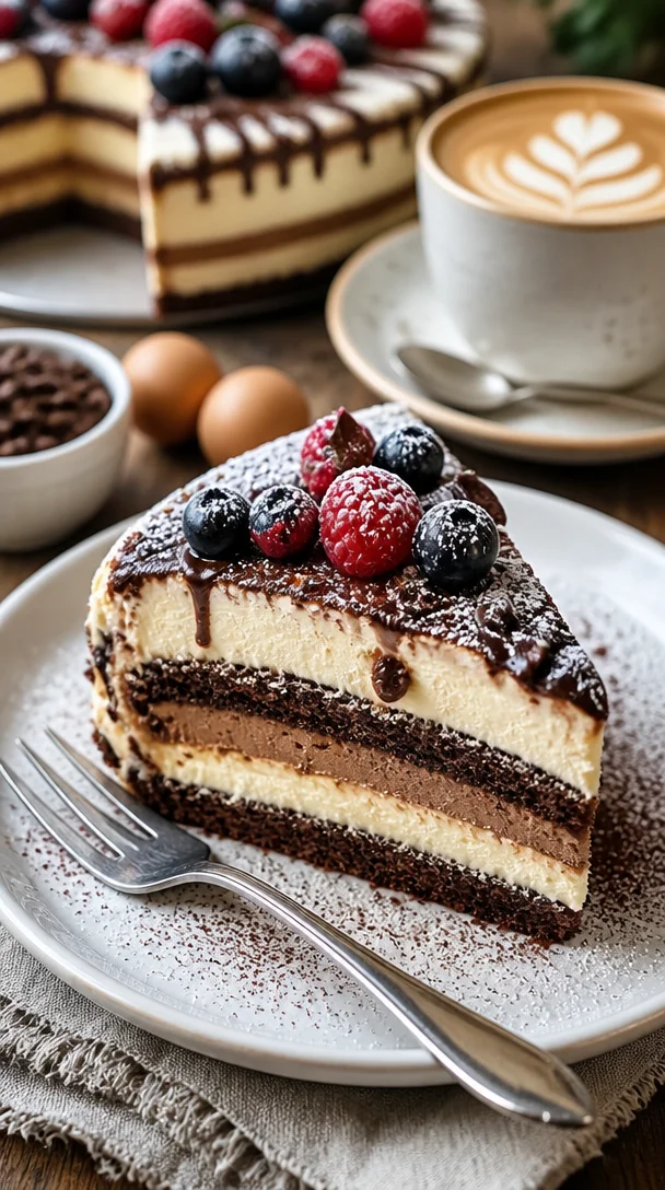 Leckerer Cappuccino Torte mit Schokoladenglasur und Kaffeearoma