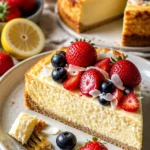 Cremiger Käsekuchen mit 3 Zutaten auf einem Teller