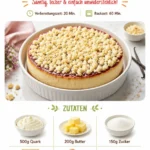 Cremiger Vanille Käsekuchen auf einem Teller, dekoriert mit frischen Beeren
