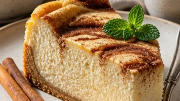 Cremiger Zimtschnecken Käsekuchen mit köstlichem Keksboden