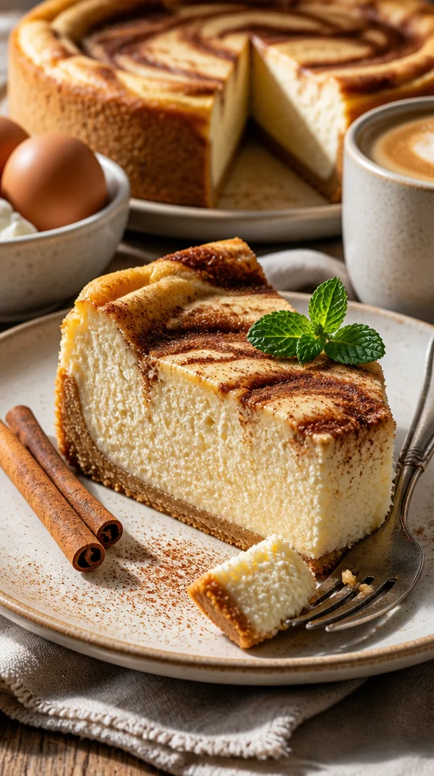 Cremiger Zimtschnecken Käsekuchen mit köstlichem Keksboden