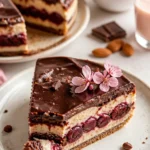 Traditioneller Donauwelle Kuchen wie bei Oma mit Schokolade und Kirschen