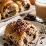 Leckere weiche Schokoladenbrötchen auf einem Teller