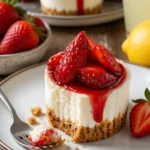 Leckeres Erdbeer-Cheesecake-Tassen-Dessert mit frischen Erdbeeren und Sahne