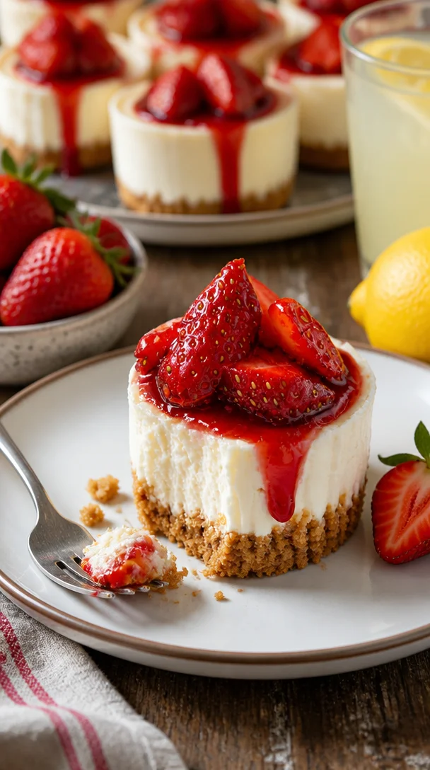 Leckeres Erdbeer-Cheesecake-Tassen-Dessert mit frischen Erdbeeren und Sahne
