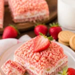 Erdbeer-Crunch-Brownies mit frischen Erdbeeren und knusprigem Topping