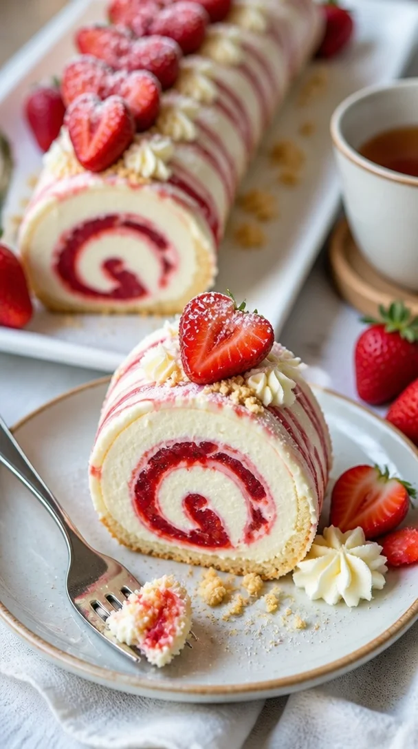 Leckerer Erdbeer-Käsekuchen mit frischen Erdbeeren und cremiger Käsefüllung