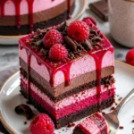 Erdbeer-Limonade-Käsekuchen auf einem Teller, dekoriert mit frischen Erdbeeren
