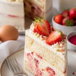 Erdbeer Mascarpone Torte mit weißer Schokolade auf einem dekorierten Tisch
