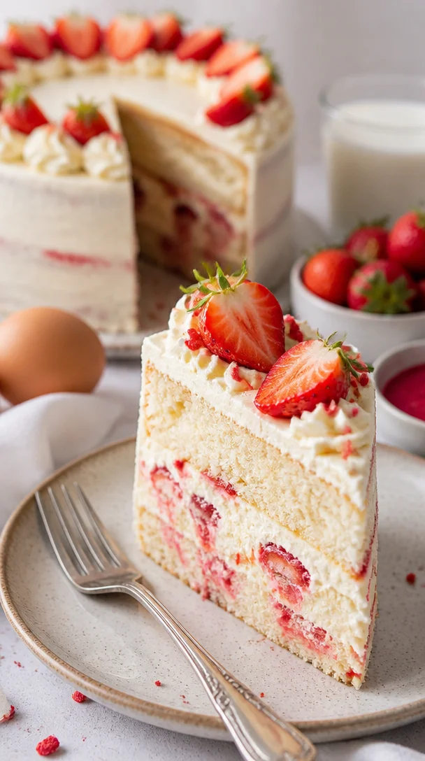Erdbeer Mascarpone Torte mit weißer Schokolade auf einem dekorierten Tisch