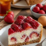 Erdbeer-Mascarpone-Torte ohne Backen auf einem schönen Teller serviert