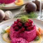 Cremige Rote-Bete-Mousse in einer eleganten Dessertschale serviert
