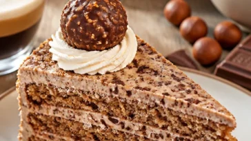 Ferrero Rocher Torte mit Schokolade und Haselnüssen, ein köstliches Dessert.