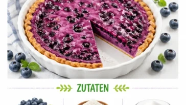 Finnischer Blaubeerkuchen mit frischen Blaubeeren und zartem Teig.