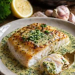 Fischfilet mit cremiger Bärlauchsauce auf einem ansprechenden Teller