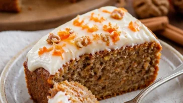 Frosted Karottenkuchen Bananenbrot auf einem Teller
