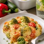 Leckeres Gemüseauflauf mit Käse, vegetarisch und einfach zubereitet.