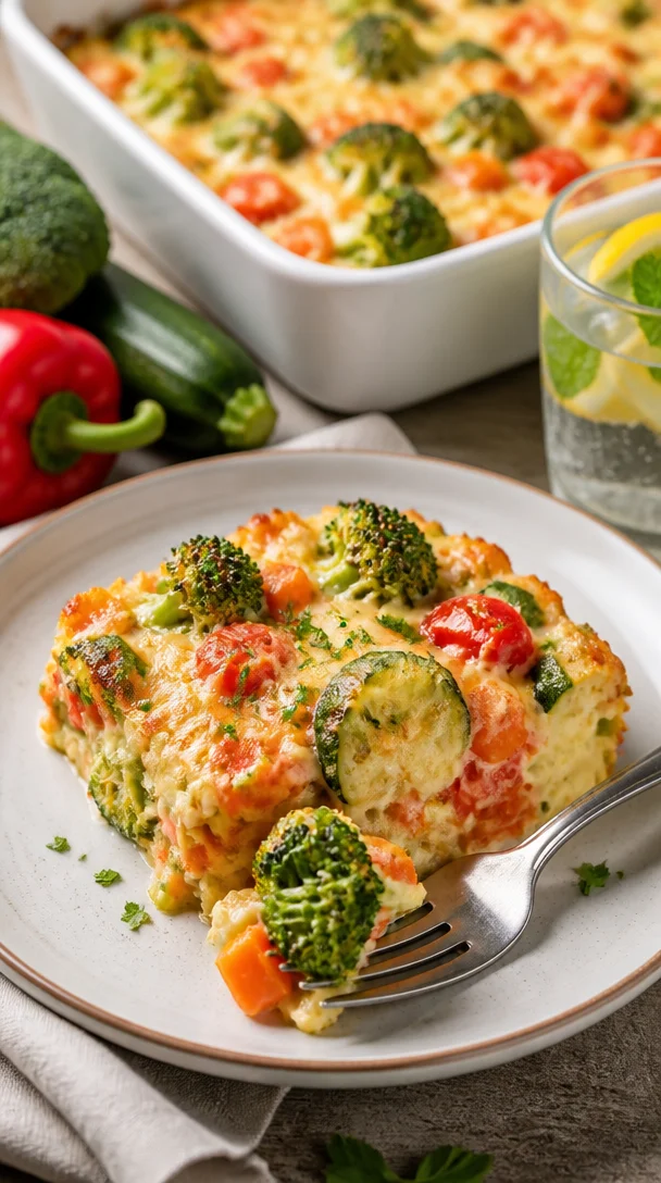Leckeres Gemüseauflauf mit Käse, vegetarisch und einfach zubereitet.