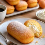 Hausgemachte Twinkies auf einem Teller, umgeben von frischen Zutaten.