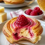 Himbeer-Frischkäse-Cruffins mit frischen Himbeeren und cremigem Frischkäse