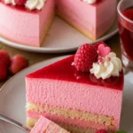 Himbeer-Mousse-Torte mit frischen Himbeeren und schaumiger Textur
