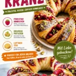 Himbeer-Pistazien-Kranz mit frischen Himbeeren und Pistazien dekoriert