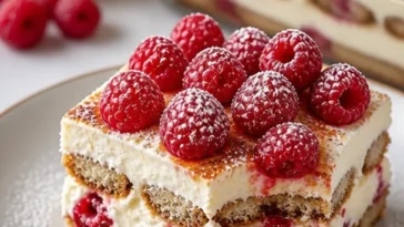 Himbeer-Tiramisu mit frischen Himbeeren und Mascarpone-Creme