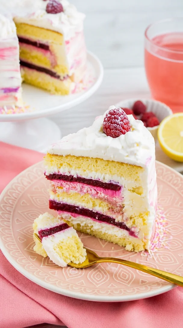 Himbeer-Zitronen Torte mit frischen Himbeeren und Zitronencreme