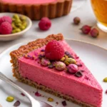 Himbeercreme Tarte mit frischen Himbeeren und Sahne auf einem knusprigen Boden