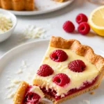 Himbeertarte mit weißer Schokolade auf einem Tortenständer
