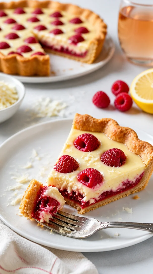 Himbeertarte mit weißer Schokolade auf einem Tortenständer