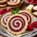 Himbeerwirbel Shortbread Kekse mit fruchtiger Himbeerfüllung