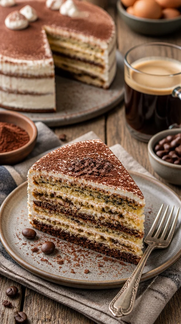 Leckere Honigtorte mit Milchmädchencreme auf einem Teller