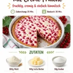 Johannisbeertarte mit Crème Fraîche auf einem Teller