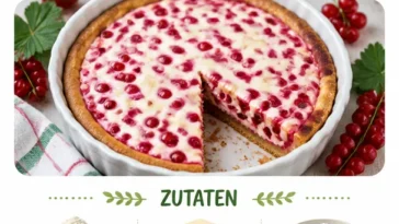 Johannisbeertarte mit Crème Fraîche auf einem Teller