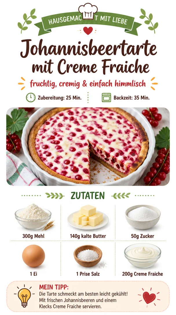 Johannisbeertarte mit Crème Fraîche auf einem Teller