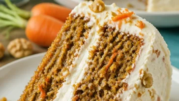 Veganer Karottenkuchen ohne Zucker auf einem Teller