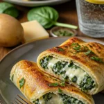 Kartoffeltaschen mit Spinat-Frischkäse auf einem Teller serviert