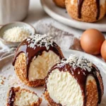 Leckere Käsekuchen-Kugeln auf einem Teller mit Dekoration