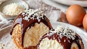 Leckere Käsekuchen-Kugeln auf einem Teller mit Dekoration
