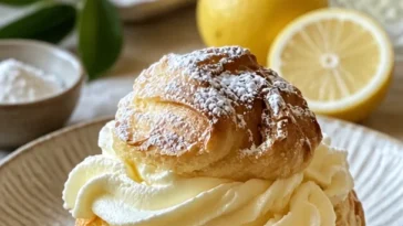 Limoncello Mascarpone Creme in einer eleganten Dessertschale serviert