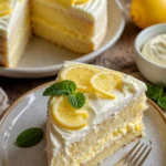 Limoncello-Mascarpone-Kuchen auf einem schönen Teller serviert